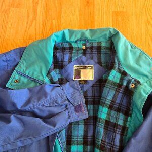 Pacific Trail Vintage XL Colorblock Jacket – Blue Teal Flannel Lined